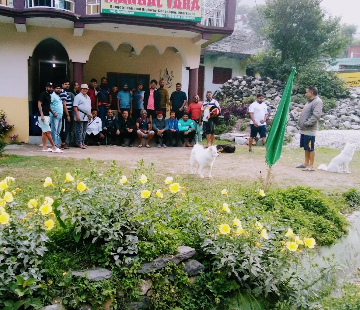 Guest at hotel Mangal Tara smiling in common seating area